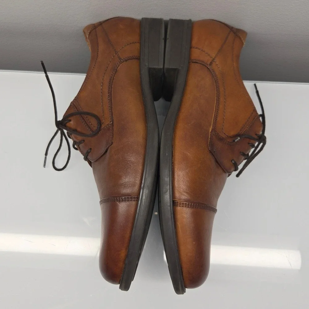 Florsheim Cap Toe Derby Dress Shoes Mens 10.5D Cognac Brown Leather Comfortech